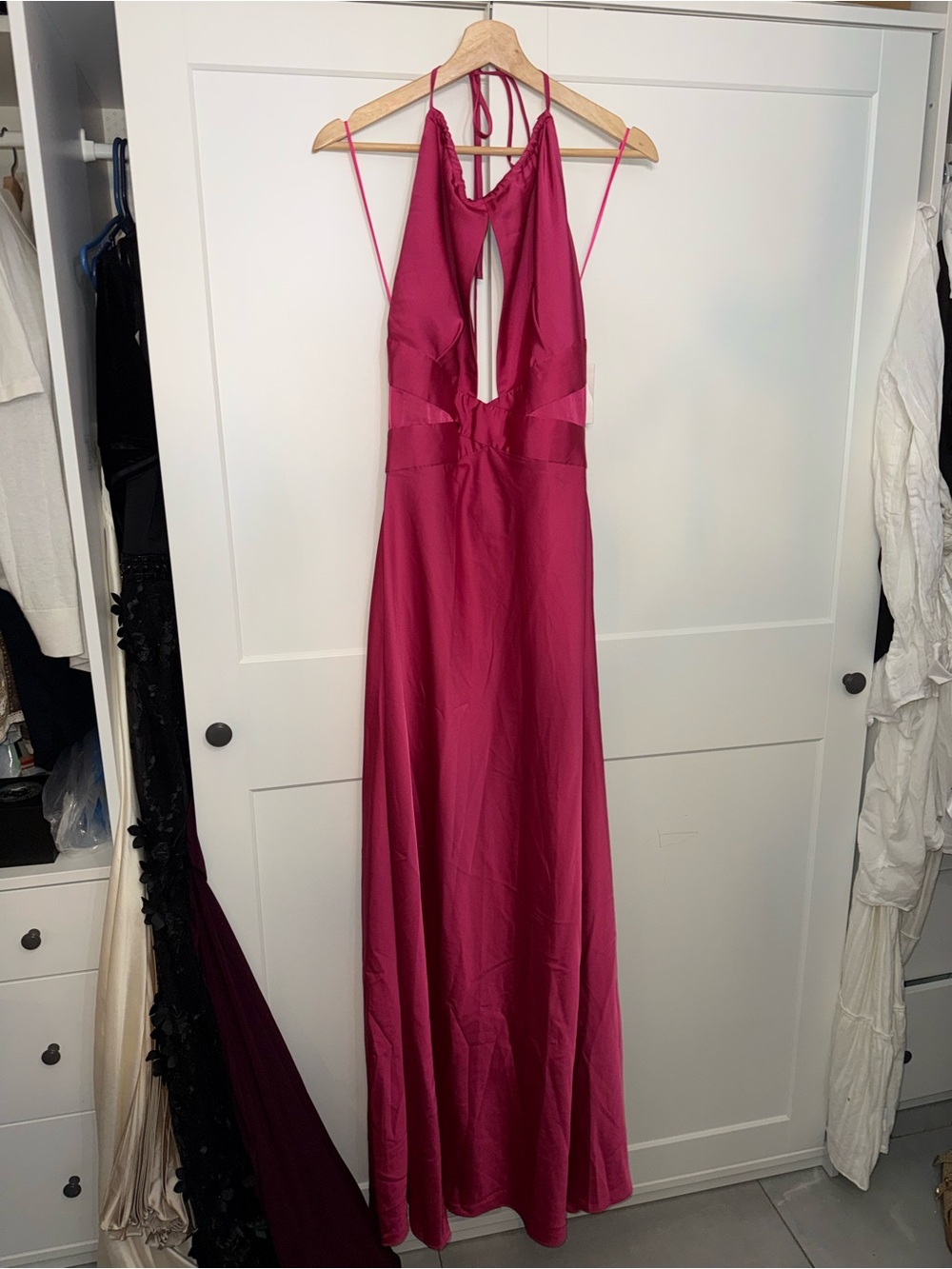 Vici Fuchsia Halter Backless Maxi Dress